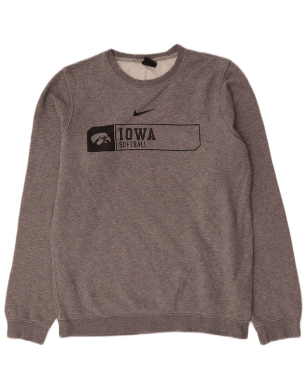 Nike Herren Sweatshirt „Iowa Hawkeyes“ mit Grafik, Größe S, grau gefleckte Baumwolle