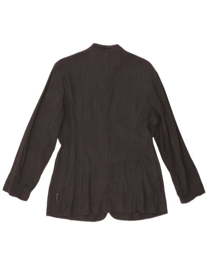 ARMANI JEANS Giacca Blazer da Donna a 5 Bottoni UK 14 Large Nera in Viscosa