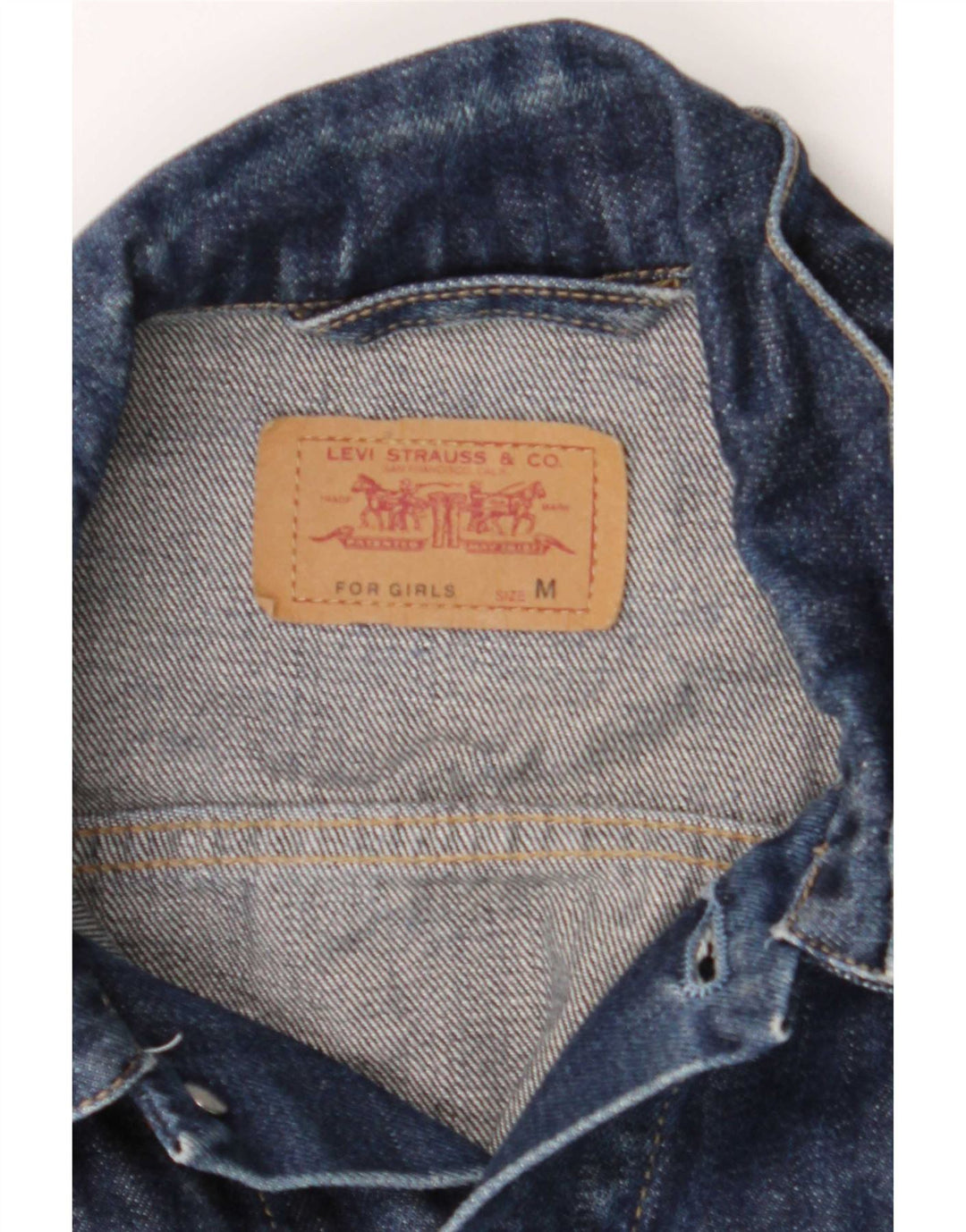 Jaqueta jeans feminina Levi's UK 12 algodão azul marinho médio
