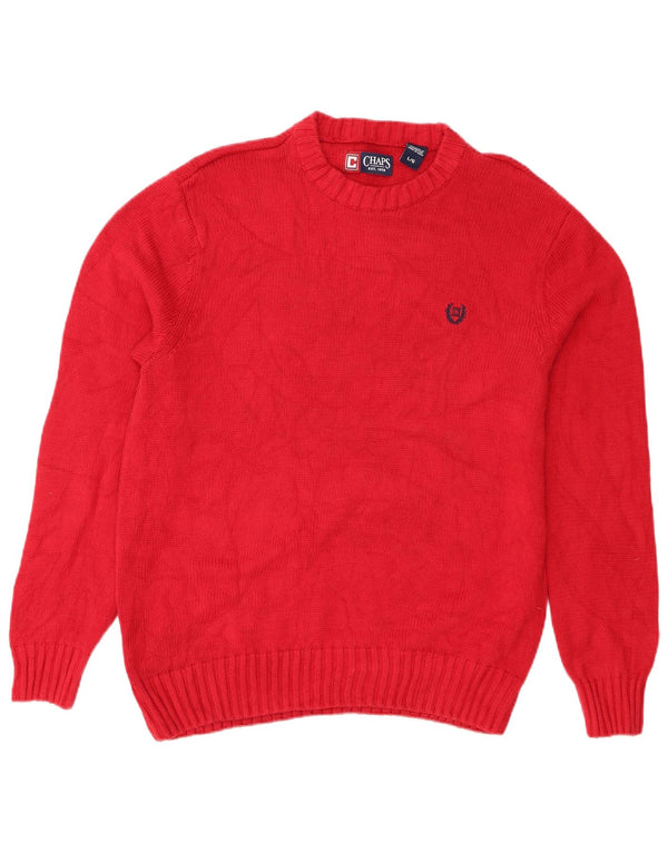 Chaps - Jersey de cuello redondo para hombre, talla grande, algodón rojo