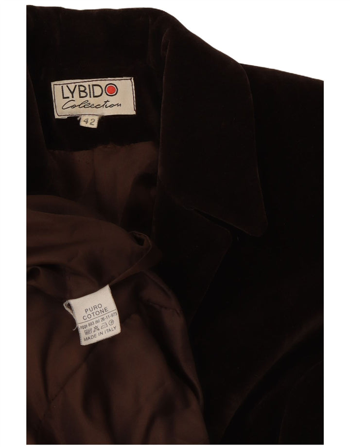 Lybido Womens 3 Button Velvet Blazer Jacket IT 42 Medium Brown Cotton