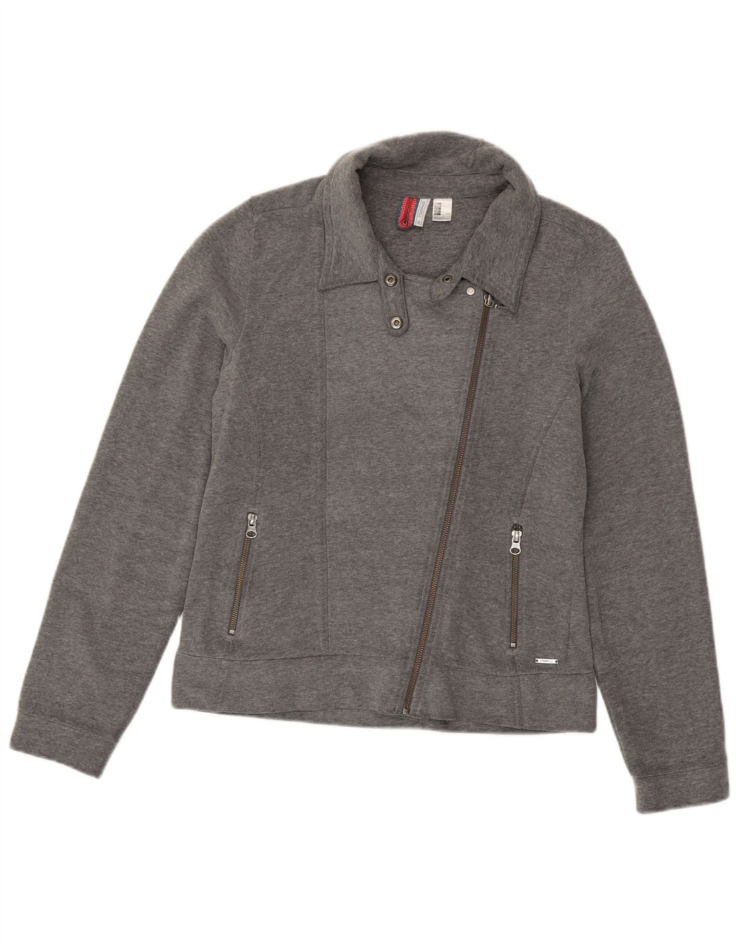 O'Neill Womens Tracksuit Top Jacket UK 14 Large Grey Flecked Cotton