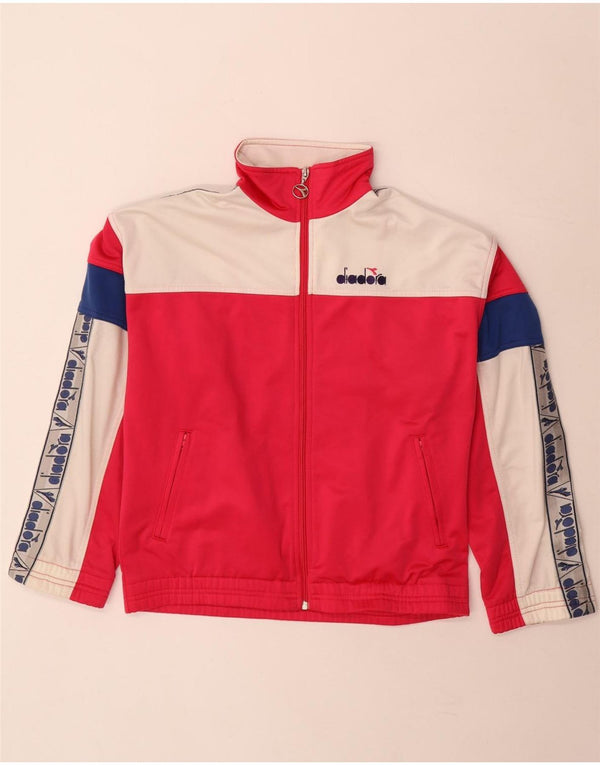 Diadora Mens Graphic Tracksuit Top Jacket UK 32 2XS Pink Colourblock