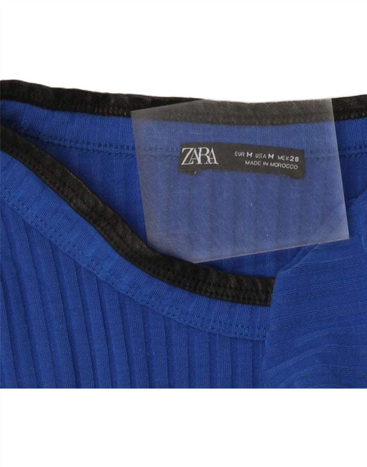 Zara Womens T-Shirt Top UK 12 Medium Blue