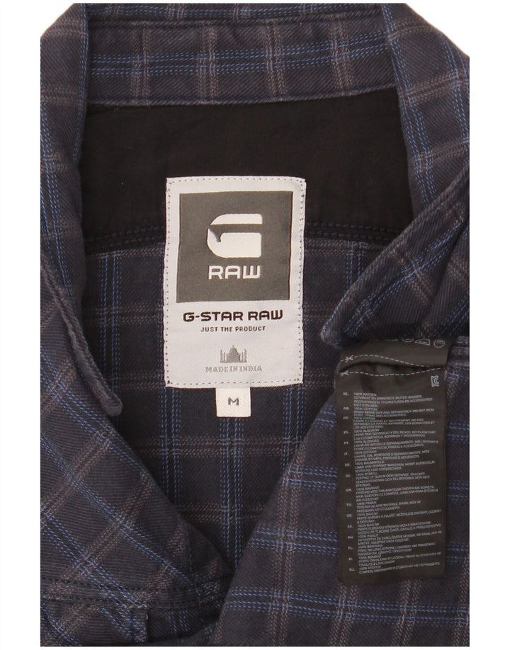 Camicia in flanella da uomo G-Star in cotone a quadri blu navy medio