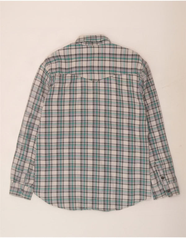 Crew Camisa de franela para hombre Algodón a cuadros verdes grandes
