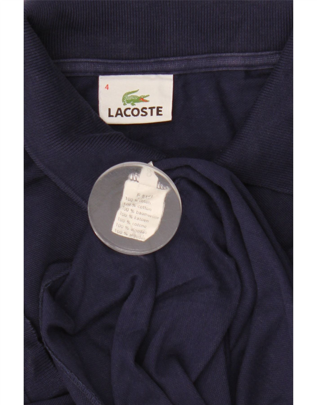 Lacoste Mens Polo Shirt Size 4 Medium Navy Blue Cotton