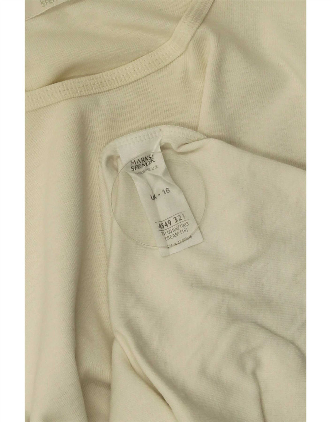Marks & Spencer Womens Top Long Sleeve UK 16 Large Beige Cotton