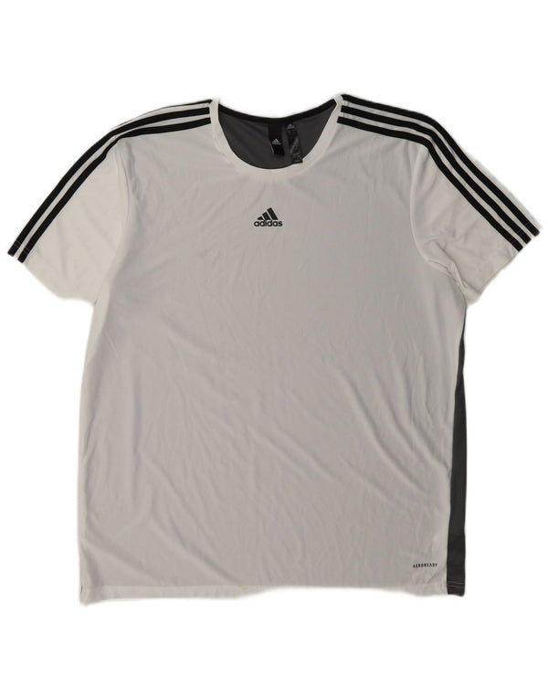 Adidas Mens Aeroready Camiseta Top XL Branco Colourblock Poliéster