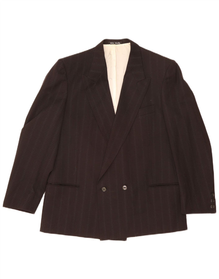 VENTANNI Giacca Blazer Doppiopetto Uomo IT 52 XL Gessato Nero
