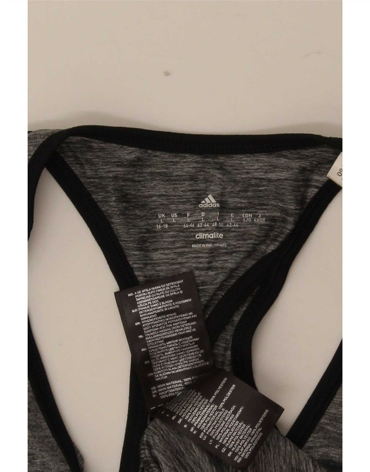 Adidas Womens Graphic Vest Top UK 16/18 Grande Cinza Poliéster