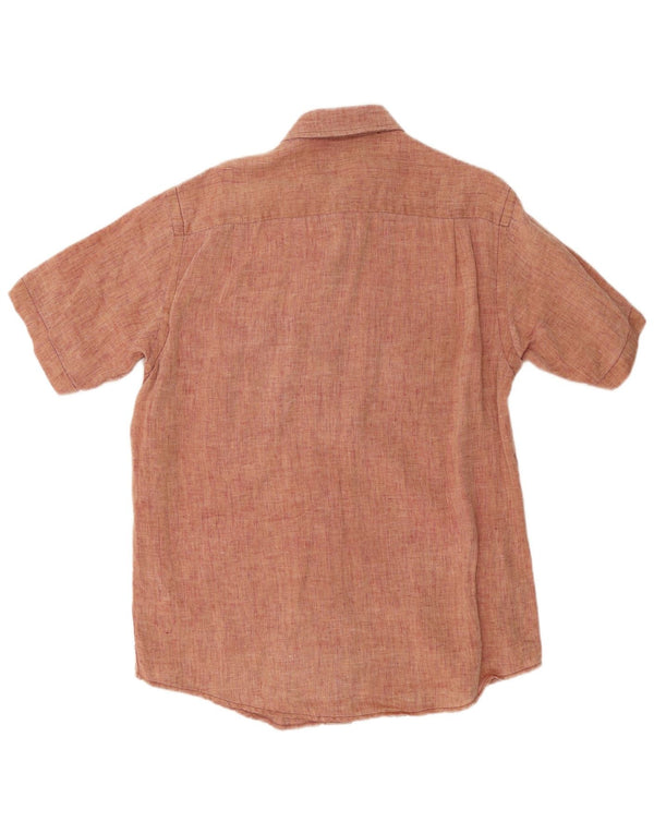 Orvis Mens Short Sleeve Shirt Medium Red Linen