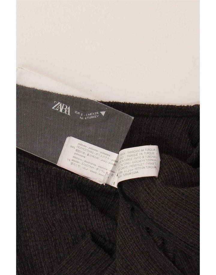 Zara Womens Top Long Sleeve UK 10 Small Black Polyester