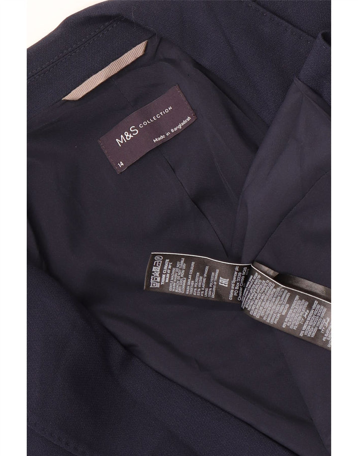 Marks & Spencer Womens 1 Button Blazer Jacket UK 14 Large Navy Blue
