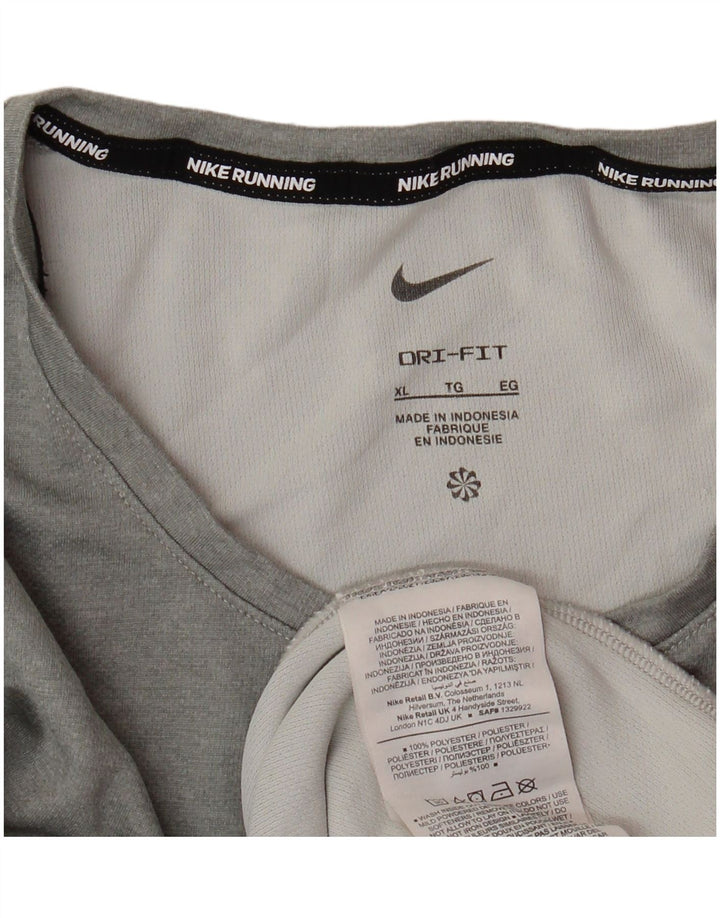 NIKE Mens Dri Fit T-Shirt Top XL Grey Polyester