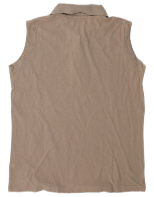 Ellesse Damen ärmelloses Poloshirt UK 18 XL Beige Baumwolle