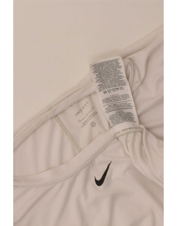Nike Womens Dri Fit T-Shirt Top UK 10 Small White Polyester