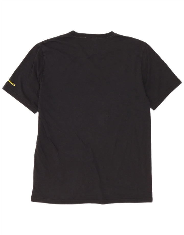 CONVERSE Mens Graphic T-Shirt Top Medium Black Floral Cotton