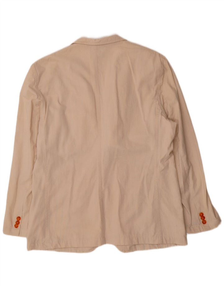 Vintage Herre 1 Knap Blazer Jakke EU 52 XL Beige Bomuld