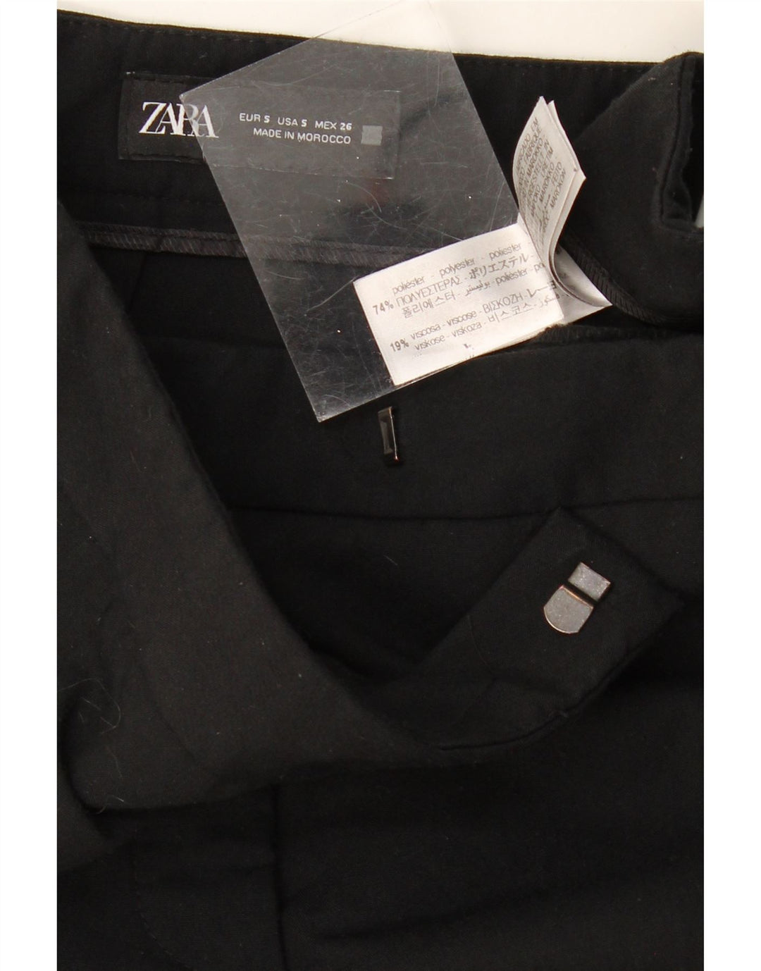 Pantaloni da abito dritti da donna ZARA piccoli W27 L33 poliestere nero