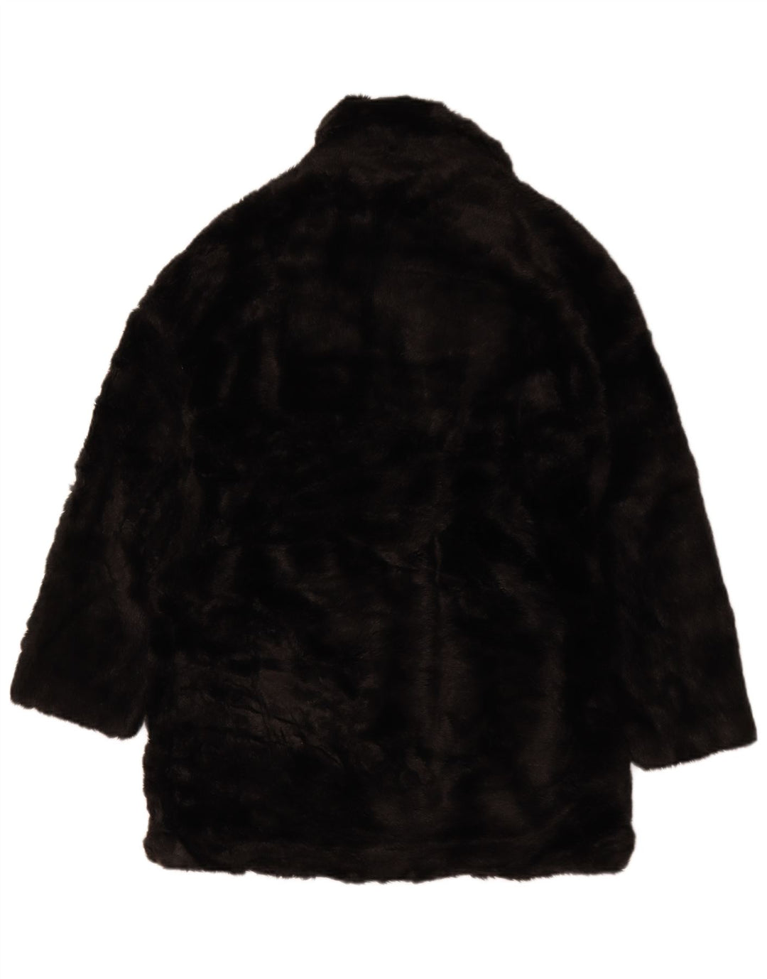 Zara Womens Oversized Faux Fur Overcoat UK 6 XS Black Polyester