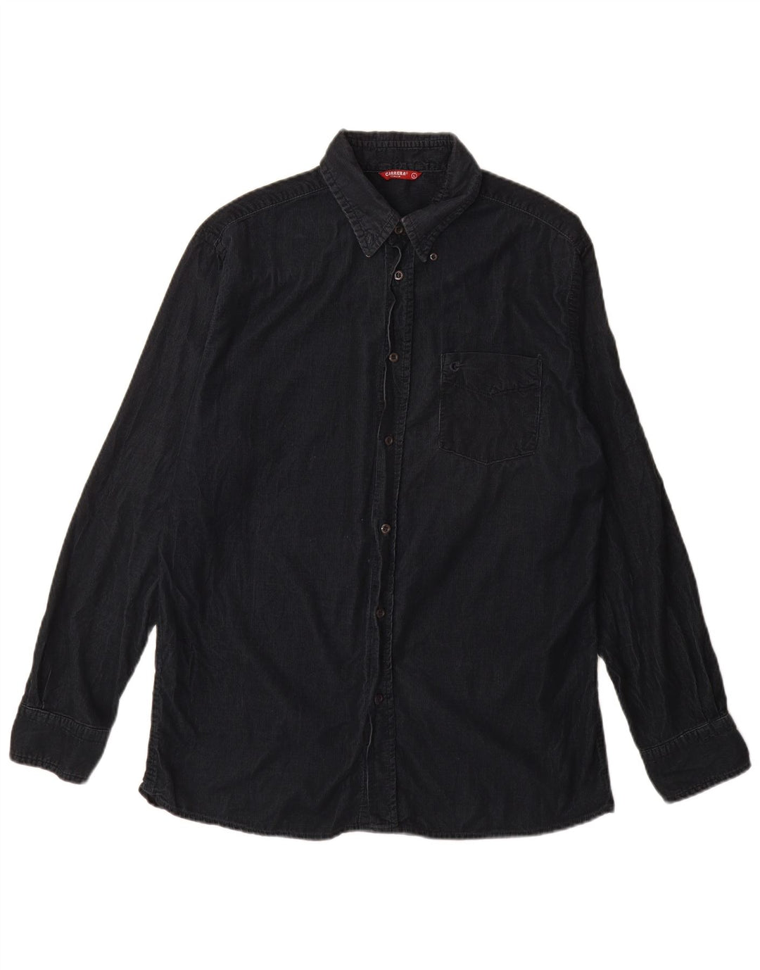 Carrera Mens Corduroy Shirt Large Navy Blue Cotton