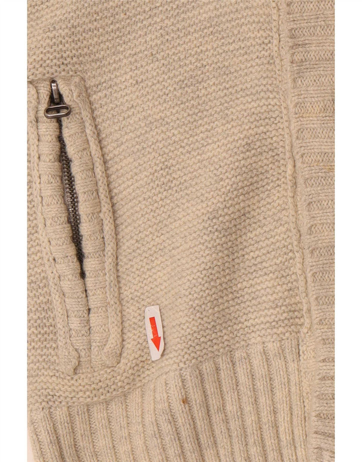 Maglione cardigan da uomo Superdry in cotone beige medio