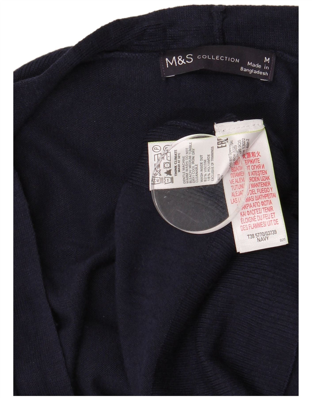 Marks & Spencer Womens Longline Cardigan Sweater UK 14 Medium Navy Blue