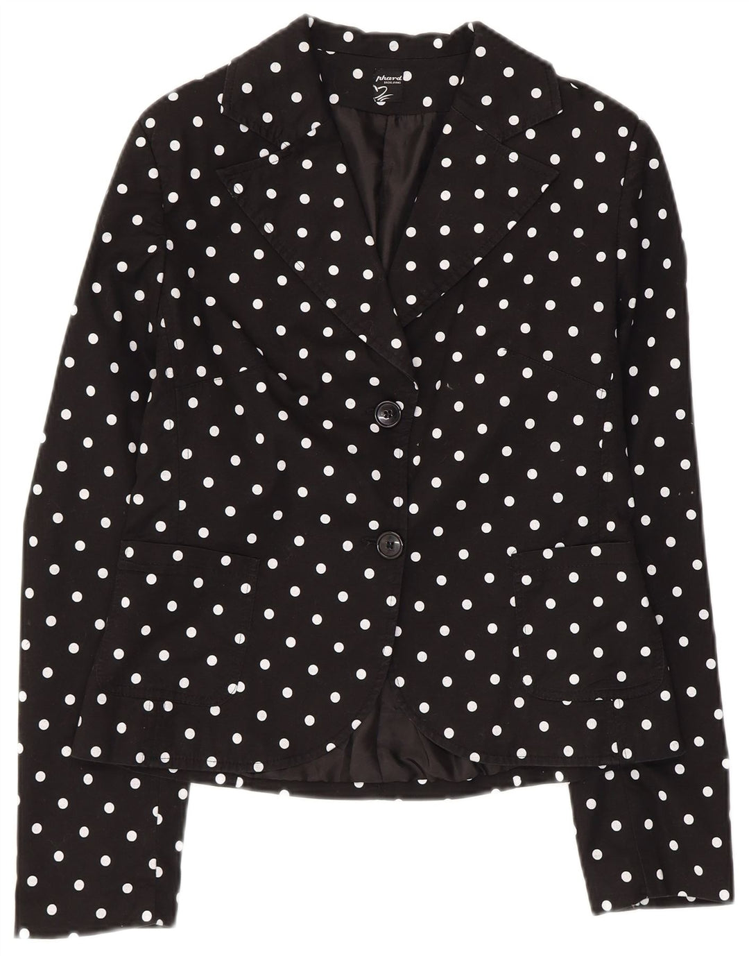 Phard Dame 2 Button Blazer Jacket UK 12 Medium Black Polka Dot Bomuld