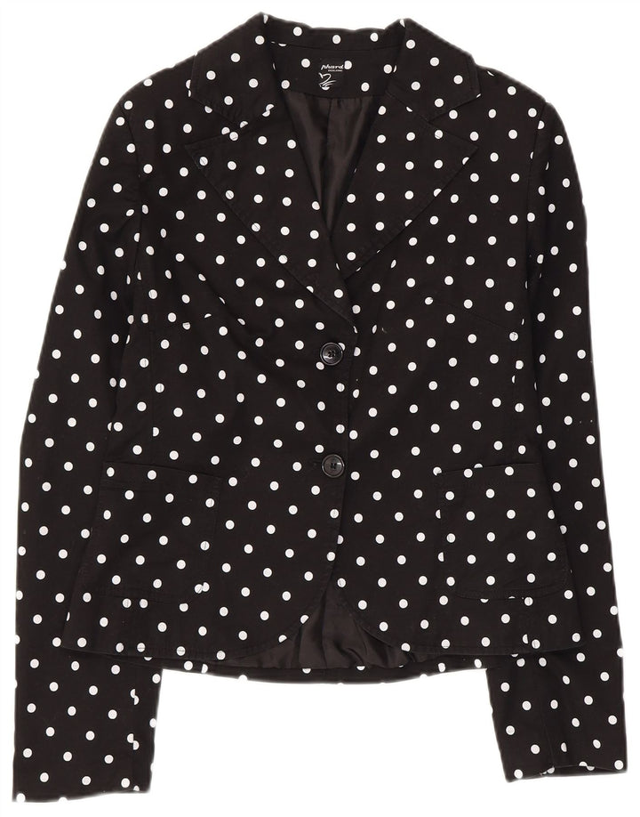 Phard Dame 2 Button Blazer Jacket UK 12 Medium Black Polka Dot Bomuld