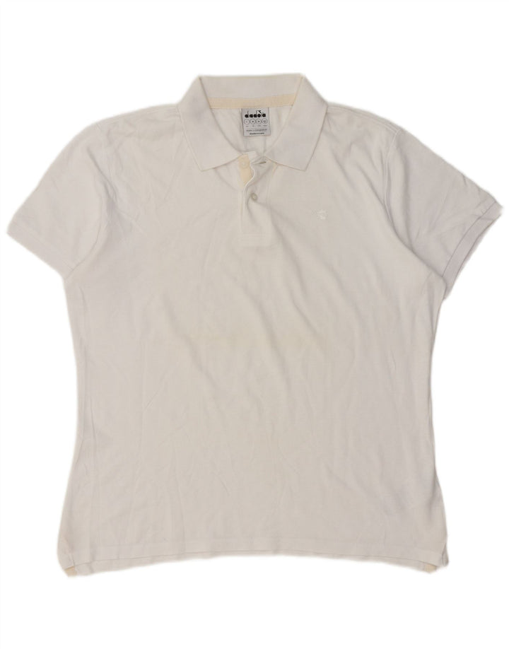 Diadora Mens Polo Shirt Medium White Cotton