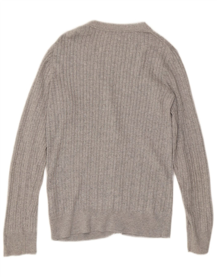TOMMY HILFIGER Dame cardigan sweater UK 12 Medium Grey Bomuld