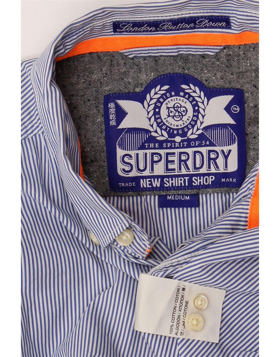 SUPERDRY Koszula męska, kaszmir, średni niebieski w prążki