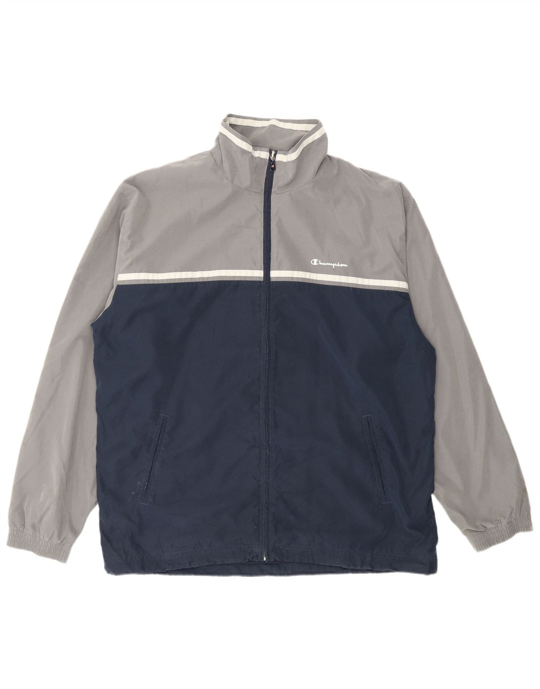 Champion Herren-Trainingsanzug-Top-Jacke, großes marineblaues Farbblock-Polyester