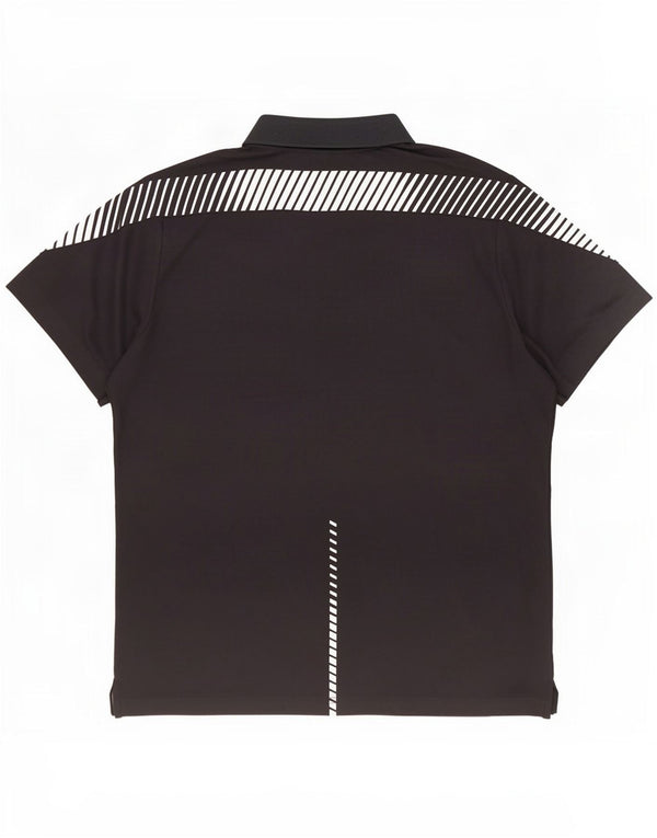 Asics Mens Polo Shirt Medium Black Striped Polyester
