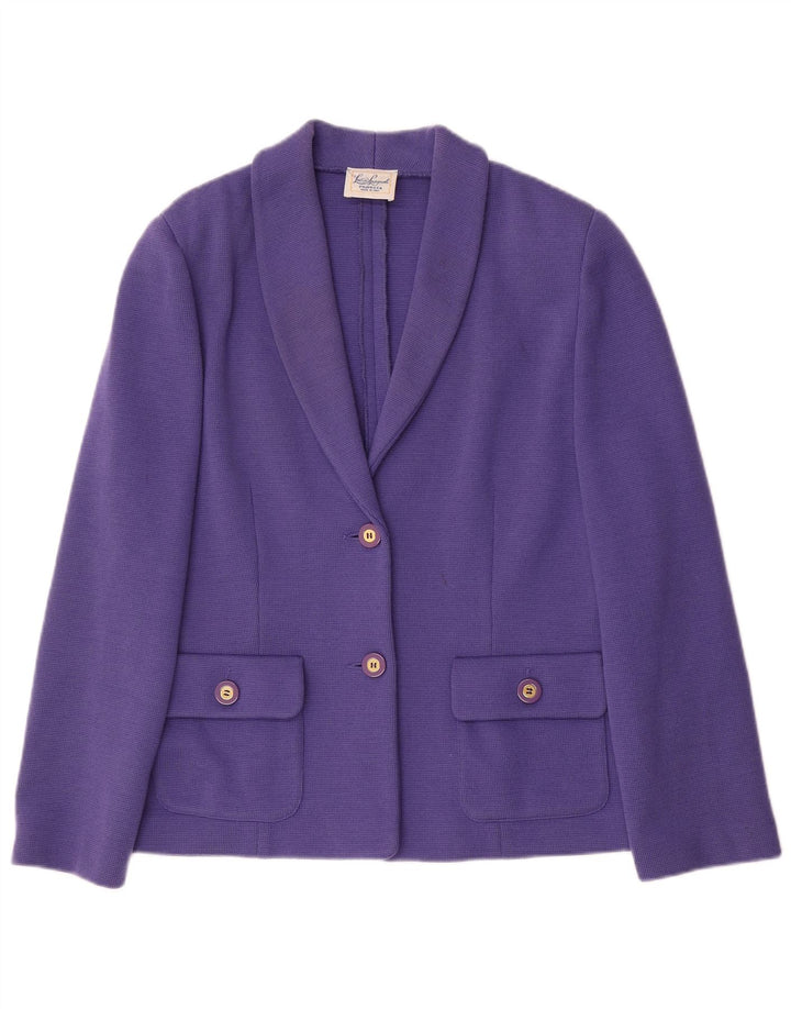 Luisa Spagnoli Womens Knit 2 Button Blazer Jacket UK 12 Medium Purple Wool