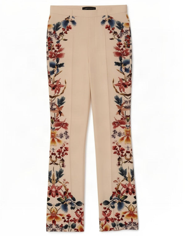Zara Pantalon décontracté Bootcut pour femme Medium W28 L32 Blanc Floral Polyester