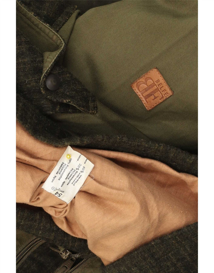 Belfe & Belfe Chaqueta utilitaria para hombre IT 54 2XL Lana a cuadros verde