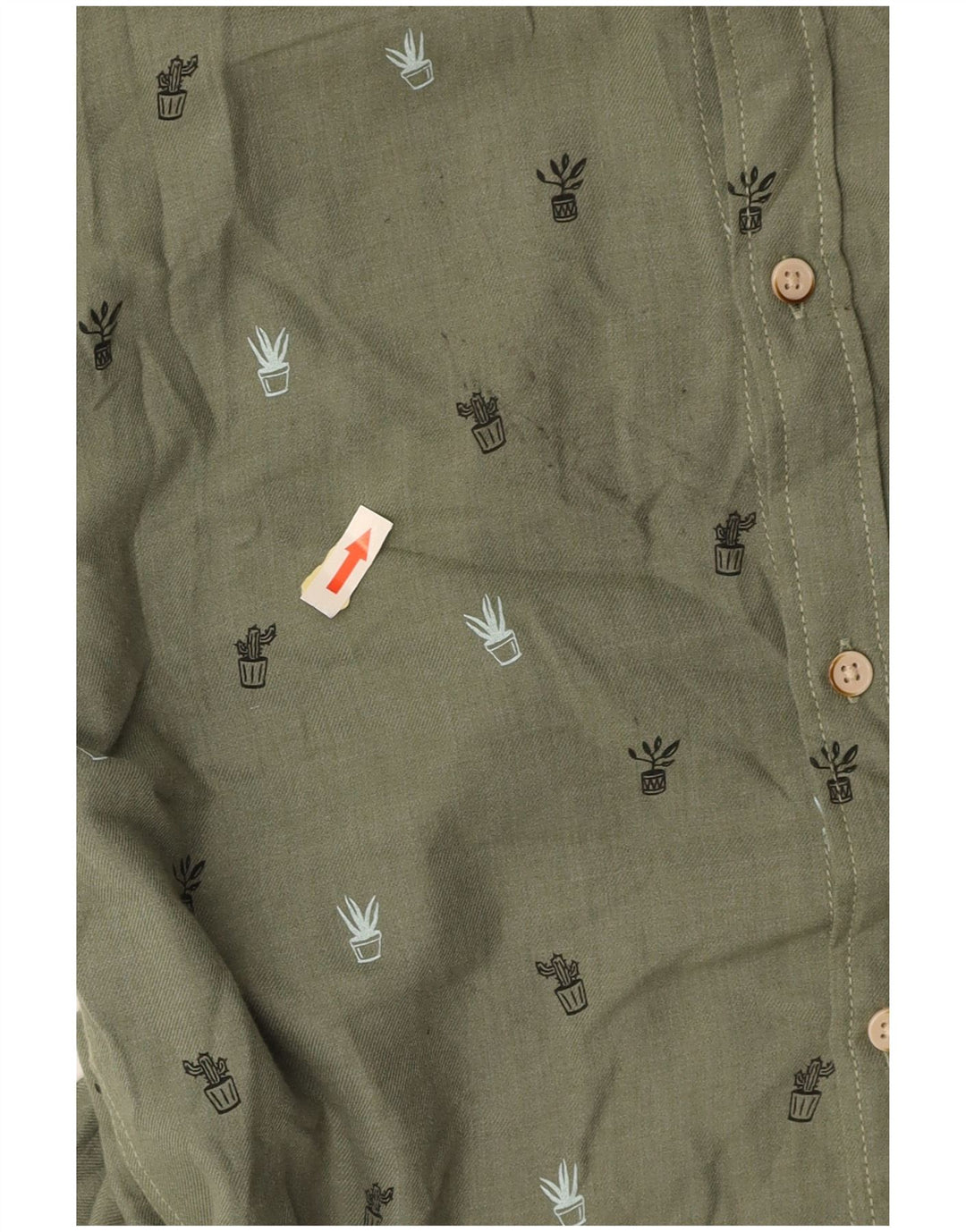 JACK & JONES Mens Shirt Medium Green Spotted Cotton