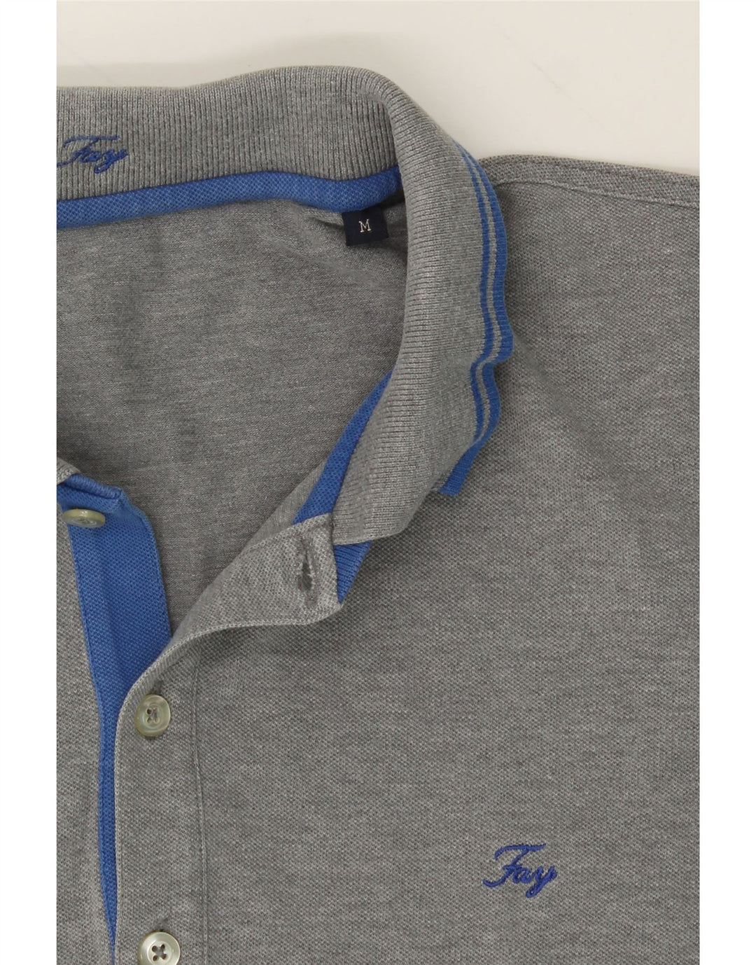 FAY Womens Polo Shirt UK 14 Medium Grey Cotton Vintage Fay and Second-Hand Fay from Messina Hembry 