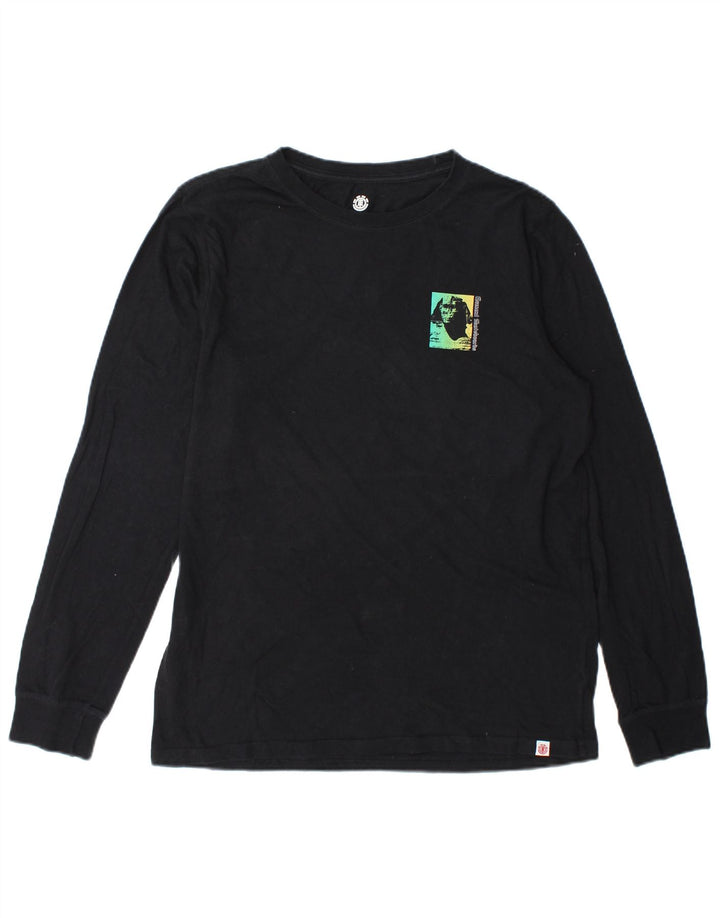 Element Top gráfico para hombre de manga larga de algodón negro mediano