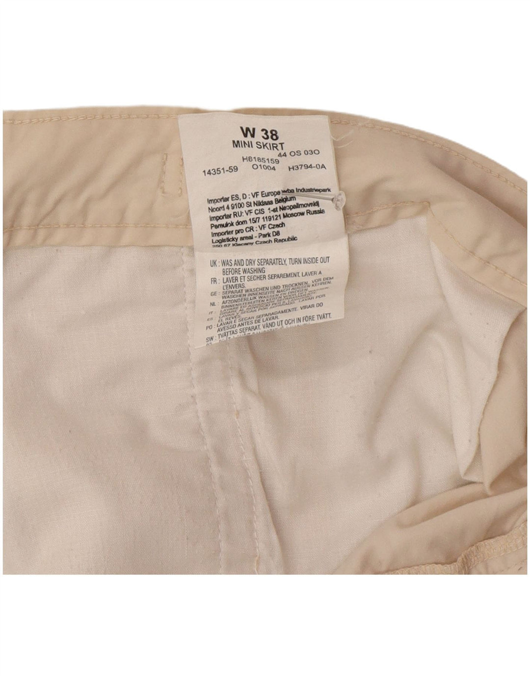 Wrangler Womens Mini Skirt W38 XL Beige Cotton