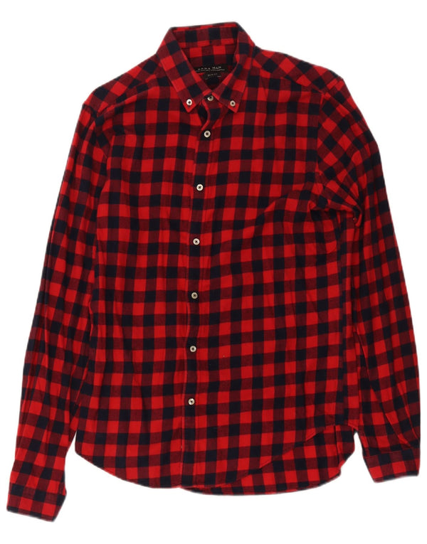 Zara Herre Slim Fit Flanellskjorte Medium Rød Gingham