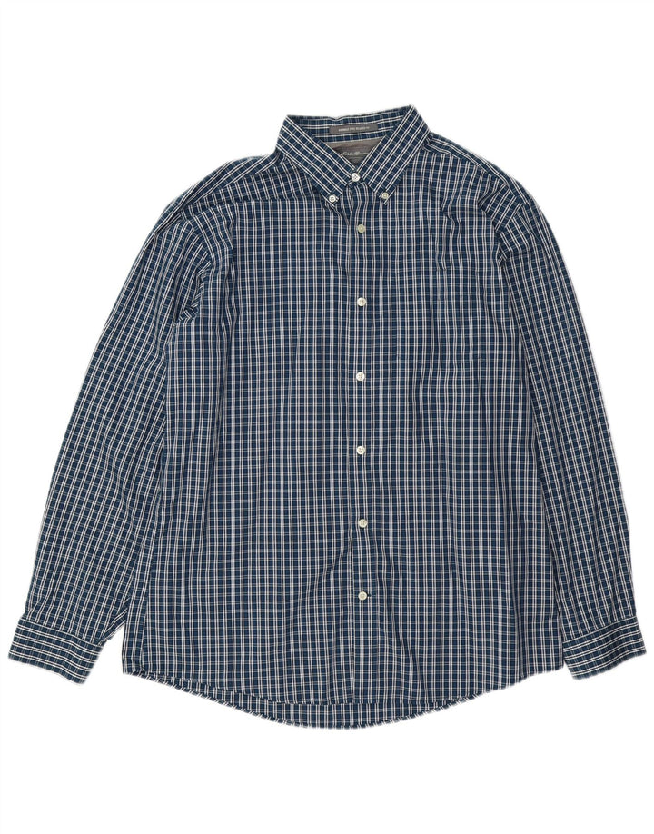 Eddie Bauer Mens Relaxed Fit Shirt Large Navy Blue Cotton