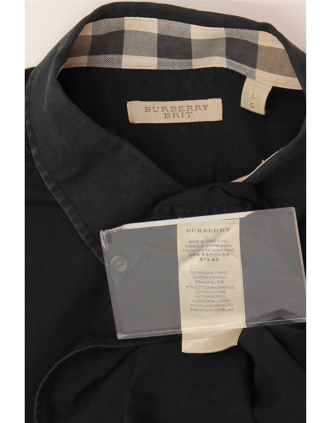 Burberry Mens BRIT Shirt Large Navy Blue Cotton