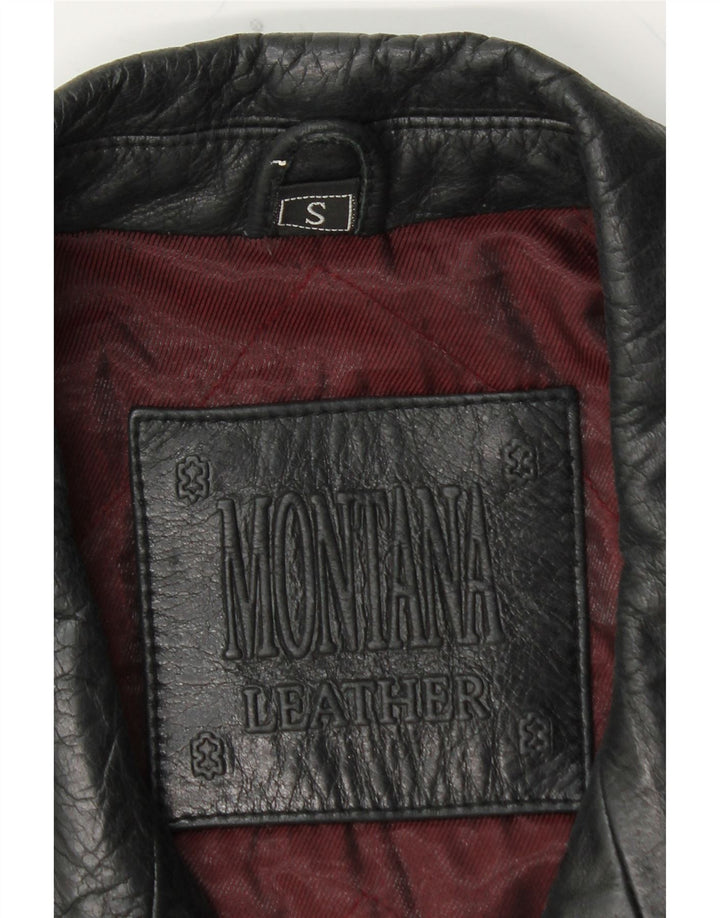MONTANA Mens Leather Jacket UK 36 Small Black Leather
