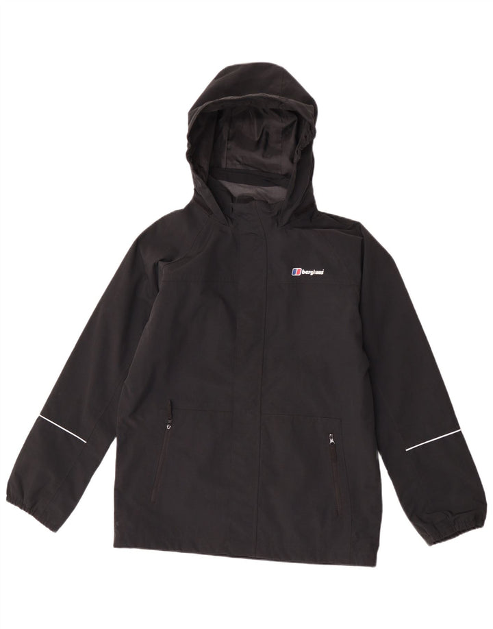Berghaus Boys Hooded Rain Jacket 12-13 Years Black Polyamide