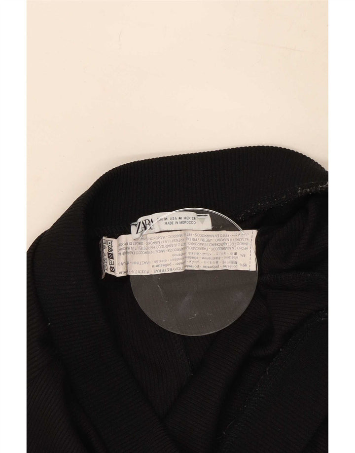 Zara Womens Flare Tracksuit Trousers UK 12 Medium Black Polyester