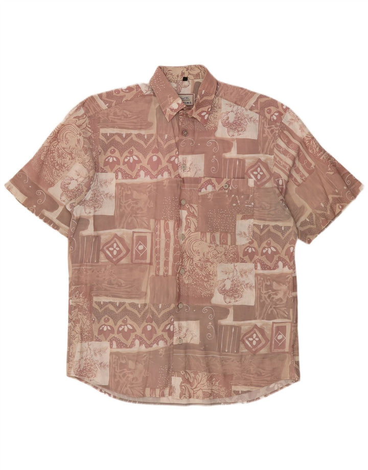ARPINO Kortærmet Herreskjorte Størrelse 39/40 Medium Pink Patchwork