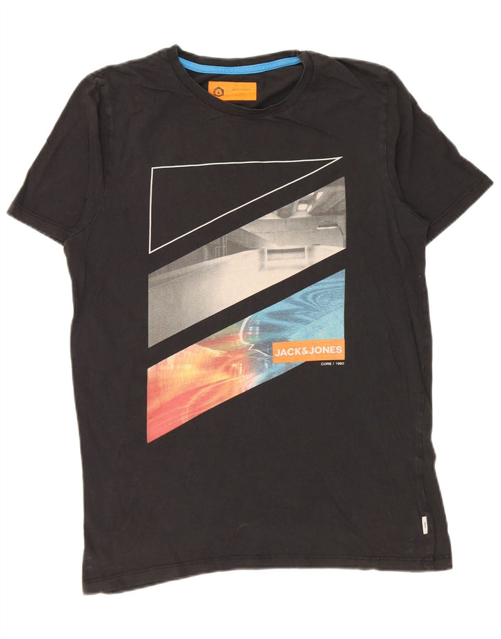 Jack & Jones Mens Graphic T-Shirt Top Small Black
